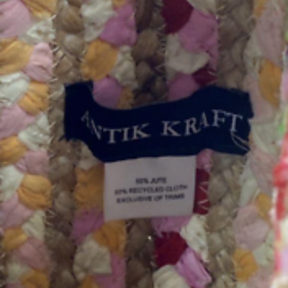 Antik Kraft Rubi Women's Multicolor Woven Jute Straw/Fabric Hobo Basket Tote Bag - Picture 3 of 6